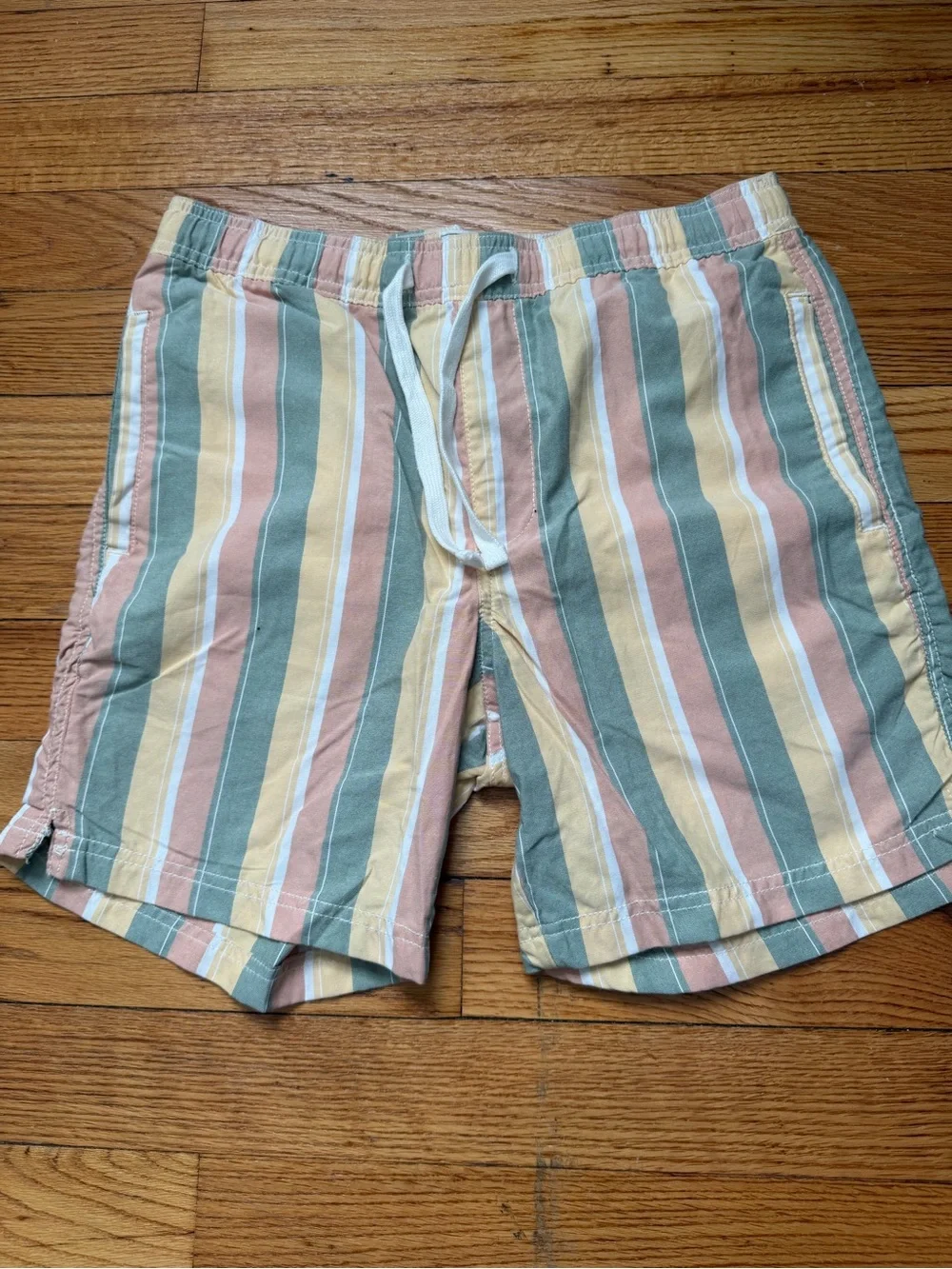 Free Planet Pastel Multi-Stripe Swim Trunks - Green, Pink, Cream, Tan
